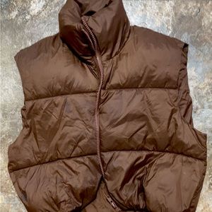Brown Cropped Puffer Vest